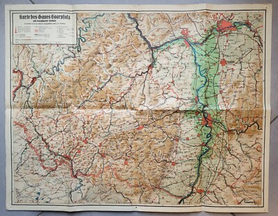 Alte Deutsche Karte ''Bezirk Gaarpfalz und Umgebung'', 60 x 48 cm.