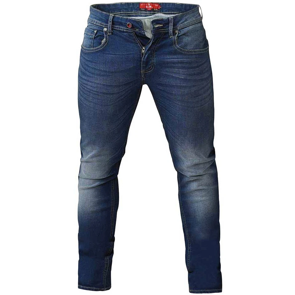 D555 Mens Ambrose Big Tall King Size Tapered Fit Stretch Jeans Trousers - Denim - Image 3 of 3