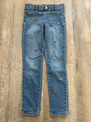 Jeggins von wondernation * Gr. 146 / US L 10-12 Y * Blumen-Stickerei