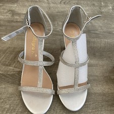 Women's Rhinestone Ankle Strap Stiletto High Heel Sandals