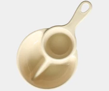 MADE IN KOREA Meal Snack Food Ivory Round Plate Handle 2 Section Cupholder NEW