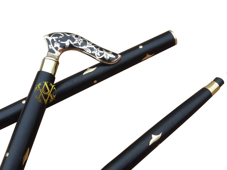 Bastón victoriano de latón bastón macizo de madera para caminar bastones informales para hombres/mujeres Foto 2 de 4