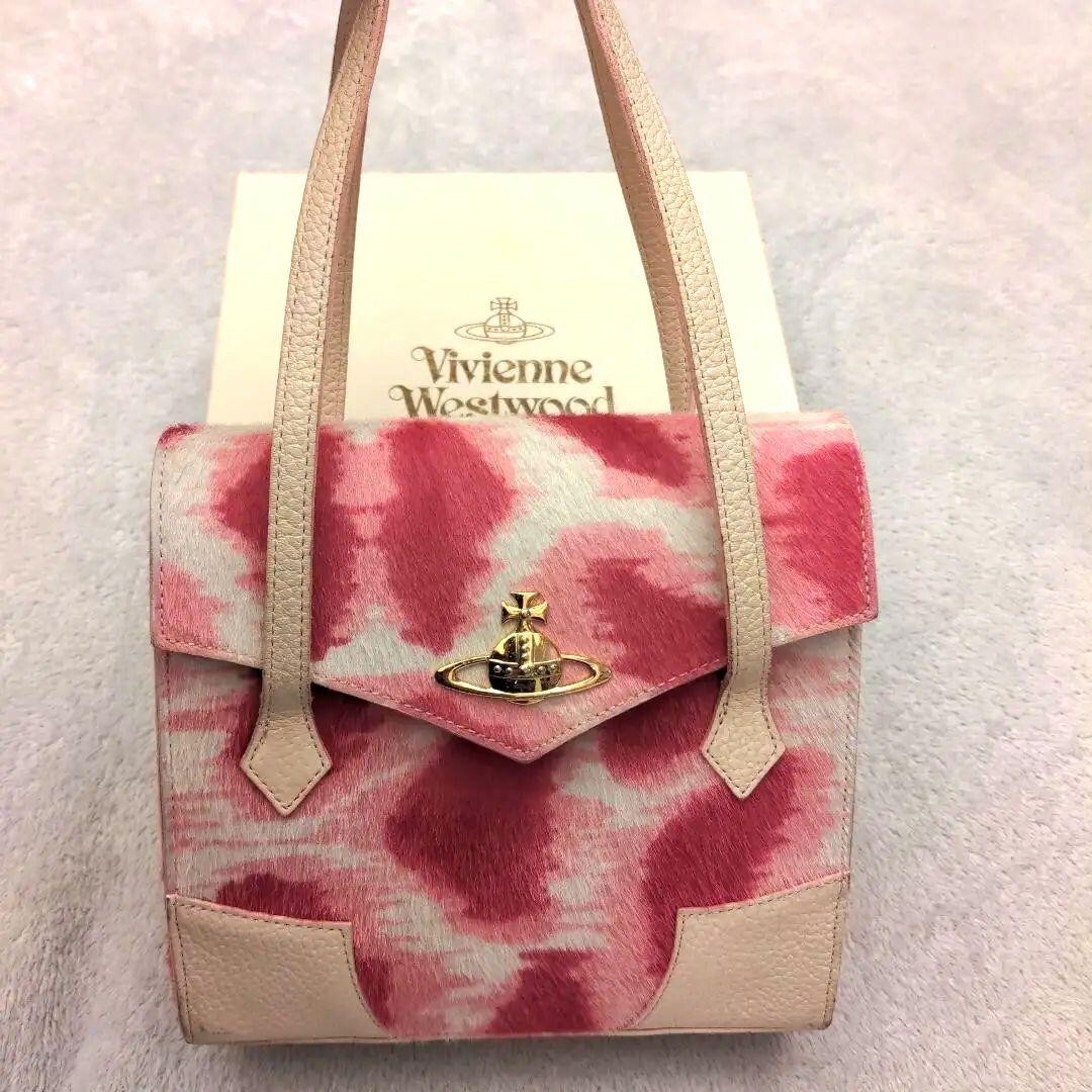 Borsa a mano Vivienne Westwood leopardata rosa pony donna pelle oro sfera 202409M
