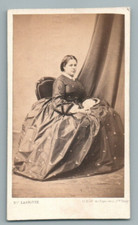CDV WOMAN POLKA DOT DRESS PHOTO OLD LAGRIFFE PARIS WOMAN w/POLKA DOT DRESS FASHION