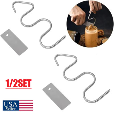 2× Sauce Scraper Tool Design Blender Stainless Steel Peanut Butter Stirrer Mixer
