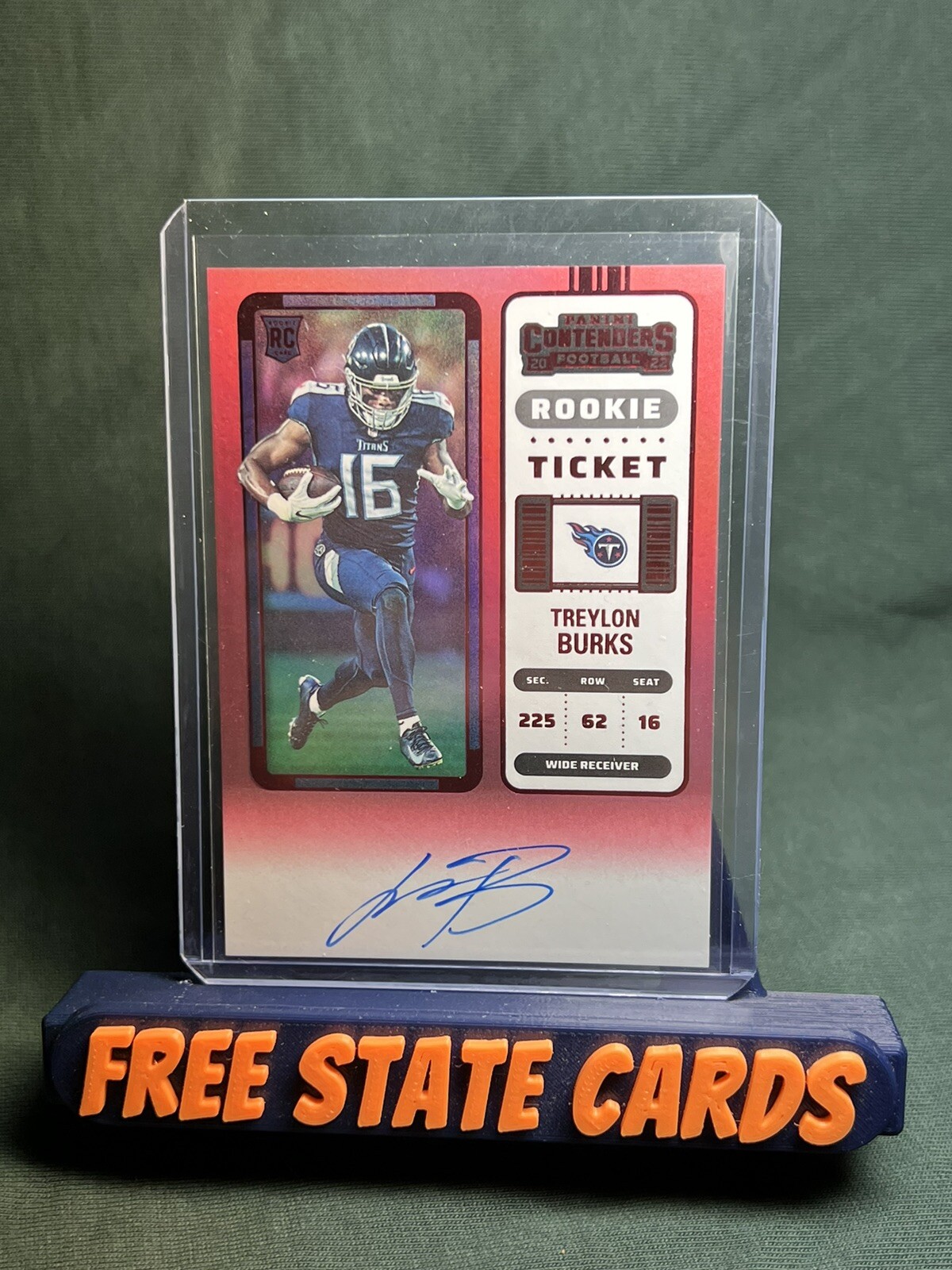 2022 Panini Contenders FOTL Treylon Burks Rookie Ticket RPS Red Zone Auto Titans