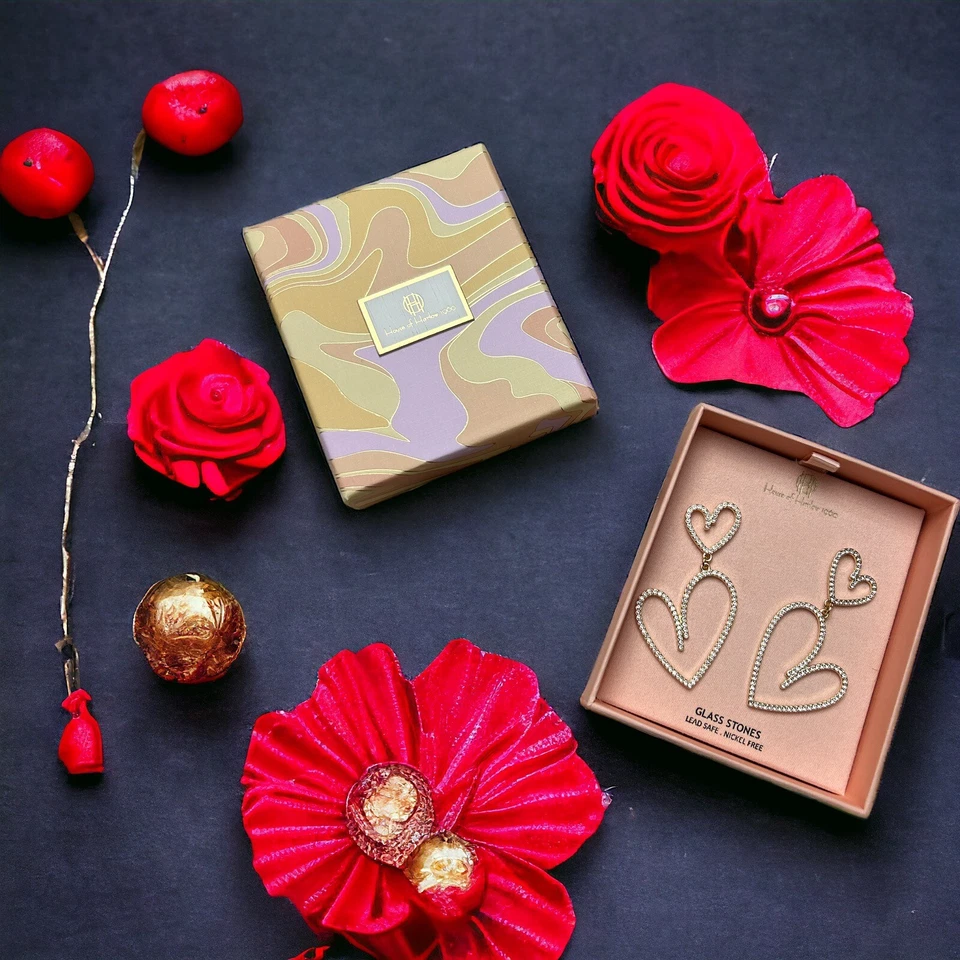 Pendientes de corazón modernos House Of Harlow 1960 joyería con piedras de vidrio sin níquel Foto 4 de 4