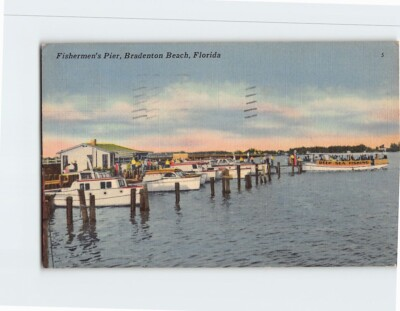 #ad Postcard Fishermens Pier Bradenton Beach Florida USA $3.49