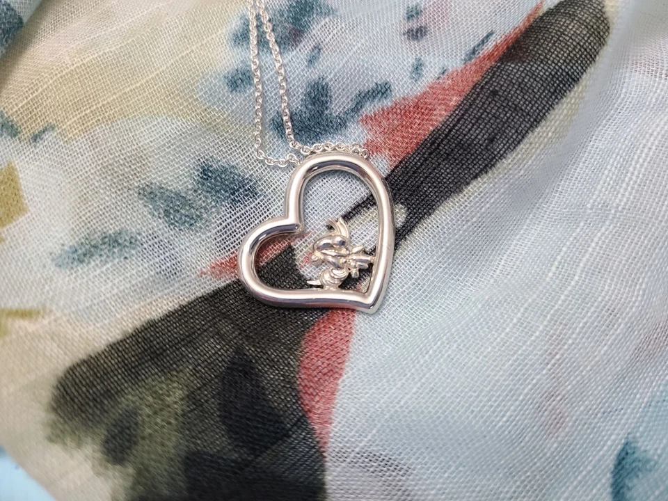 Georgia Tech серебро ожерелье сердце подвеска 15» цепочка новый - Изображение 3 из 4