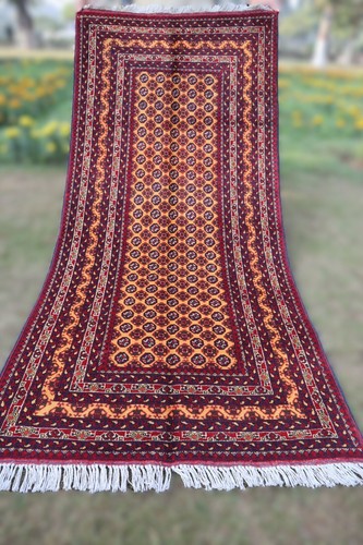 Red Gold Afghan Runner Rug 3'1x6'7 Ft, Turkmen Tribal Mowri Rug, 3x7 Hallway Rug - Picture 11 of 11