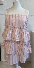 BNWT LOST INK Pink Cotton Ruffle Short Shift Dress Medium
