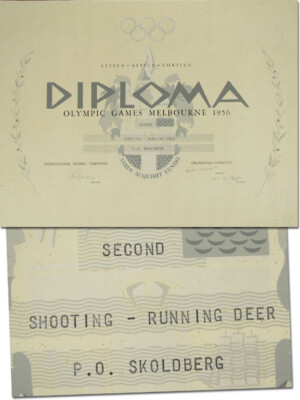 Olympic Games Olympische Spiele 1956 Winner Diploma Siegerurkunde Melbourne
