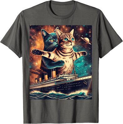 Funny Humor Titanic Cat Meme for Cat Lovers Sarcastic Unisex T-Shirt