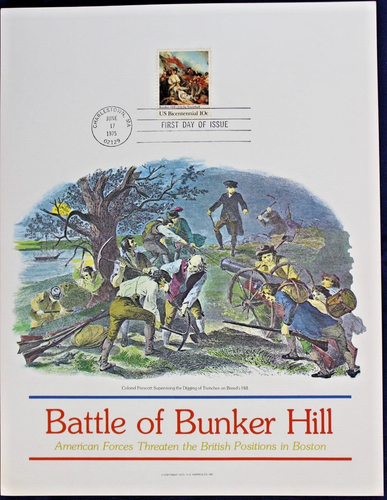 Battle of Bunker Hill 1975 H.E. Harris Print, FDC 10c #1564 USA Stamp - Picture 2 of 6