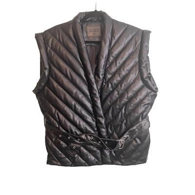 Blank NYC Black Belted Vegan Leather Under The Radar Quilted Vest Medium NWT