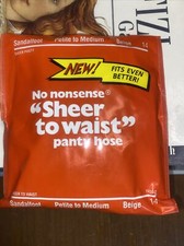 Vintage No Nonsense Sandalfoot Panty Hose-Petite to Medium-BEIGE-Sheer Panty-NOS