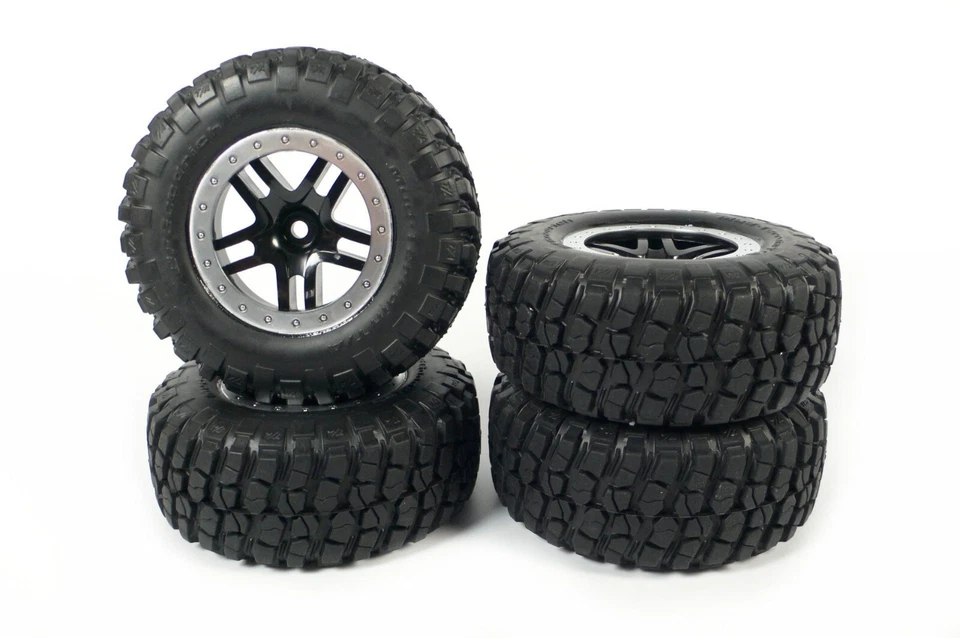 NEW Traxxas 2wd Slash BFG Mud Terrain Tires Silver/Black 12mm Wheels Ford Raptor - Image 2 of 3