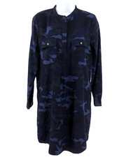 GAP Womens Military Blue Camo Shirt Dress XS Pockets Long Sleeves Grunge Casual