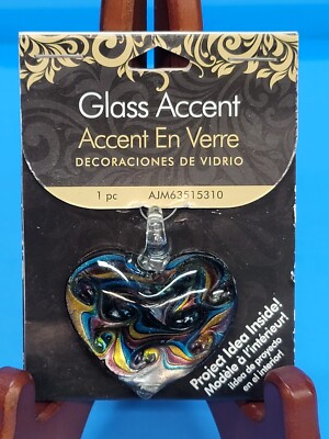 Cousin Glass Accent Heart Pendant. 