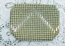 ANTIQUE RHINESTONE W BEVELED GLASS BEADS SMALL PURSE MADE IN CZECHOSLOVAKIA