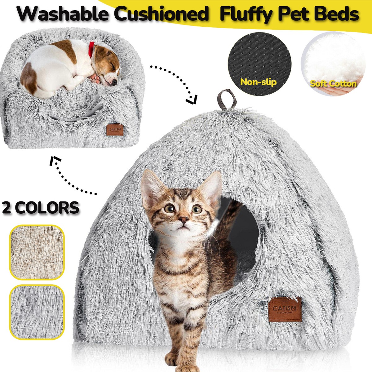 CATISM Cat Bed Igloo Tent Cave Pet Bed Sleeping Nesting House