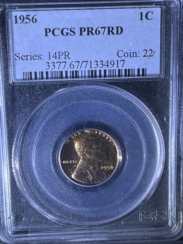 1956 p lincoln cent PCGS pr69rd
