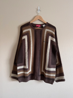 Supreme Hand Knit Crochet Sweater - Size XL - Brown - NEW | eBay