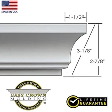 Peel & Stick Easy Crown Molding - 50' room Kit -4 inside corners