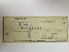 Dinah Shore Signed Check & 8x10 B&W Photos-lot 2