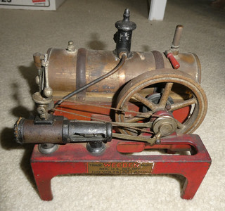 Vintage 1950s Weeden Cast Iron Frame Steam Engine Toy Model 6" Tall 6.5" Wide