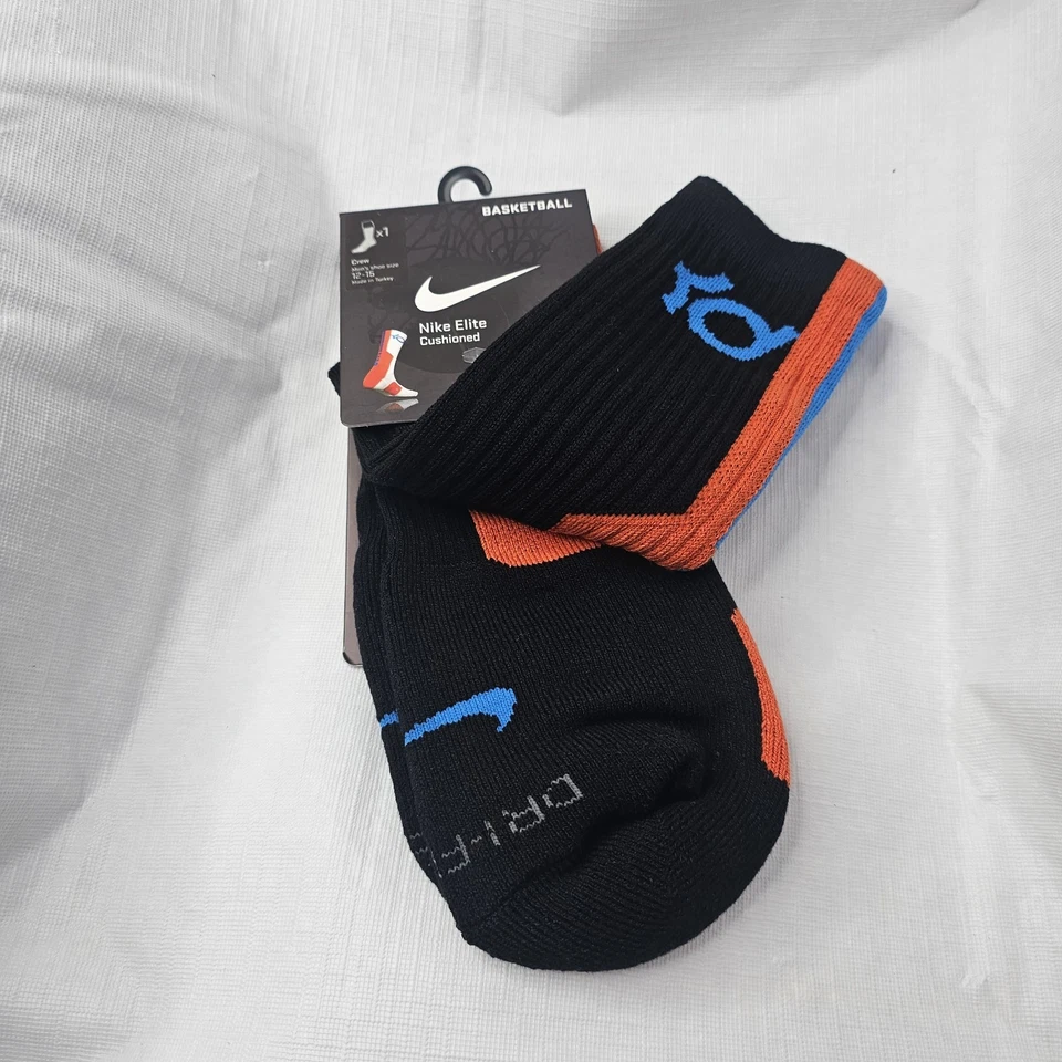 Calcetines KD para Hombres XL 12-15 Nike Elite Acolchados Kevin Durant Baloncesto Negro/Naranja Foto 2 de 4