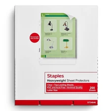Staples Heavyweight Sheet Protector 8.5" x 11" Clear 200/Box (34846)