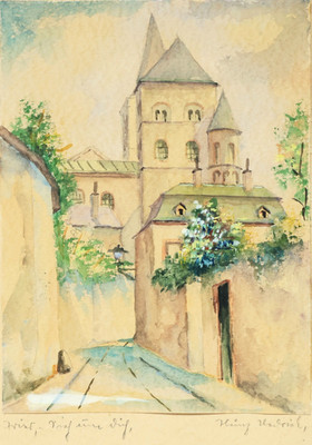 Trier Sieh um Dich Aquarell Unikat signiert Heinz Hedrich gerahmt 34 x 25 cm