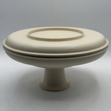 VTG Tupperware 3 Piece Cake Stand 1530 1531 1532 Pedestal Serving Set Almond