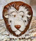 VINTAGE HAEGER Pottery USA LION PLANTER Very Rare Sandstone And Glazed Clay