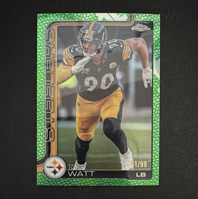 2025 Topps Chrome T.J. Watt #258 Pittsburgh Steelers Serial Numbered 41 /99