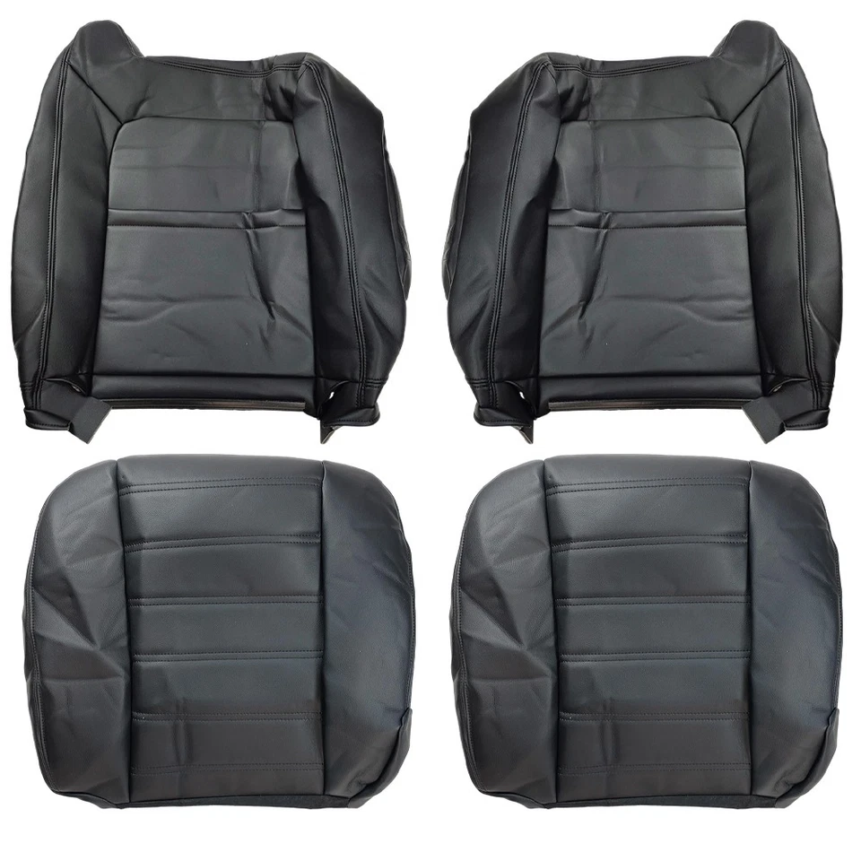 For 2003 2004-2007 Hummer H2 SUV SUT Driver & Passenger Leather Seat Cover Black - Image 2 of 4