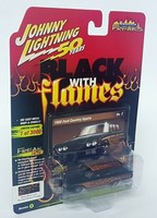 Johnny Lightning 1/64 Scale 1960 Ford County Squire Black Flames Diecast Car