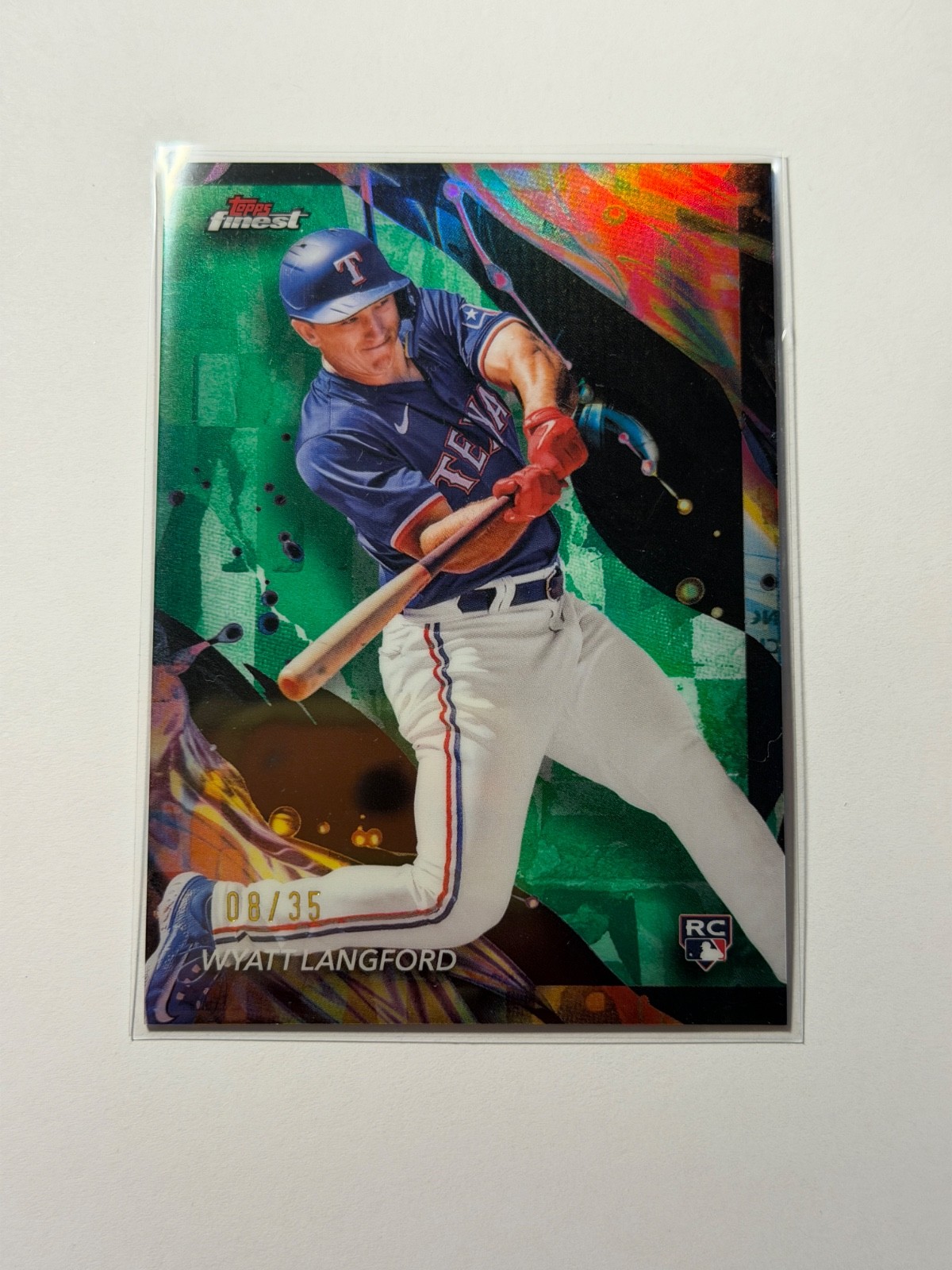 Wyatt Langford 2024 Topps Finest #141 Uncommon Green Refractor Rookie RC /35