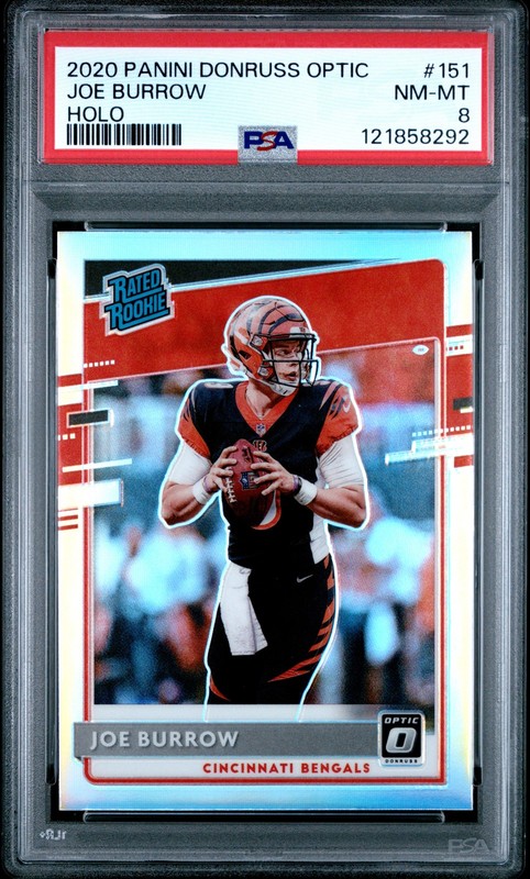 2020 PANINI DONRUSS OPTIC HOLO #151 JOE BURROW ROOKIE RC PSA 8