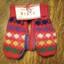 Sweater Mittens CHILD Handmade, Acrylic Lined With New Fleece. CUTE 