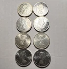 Canadian Silver Dollar 1964 lot (8).  4.80 ounces of silver.  AU to BU