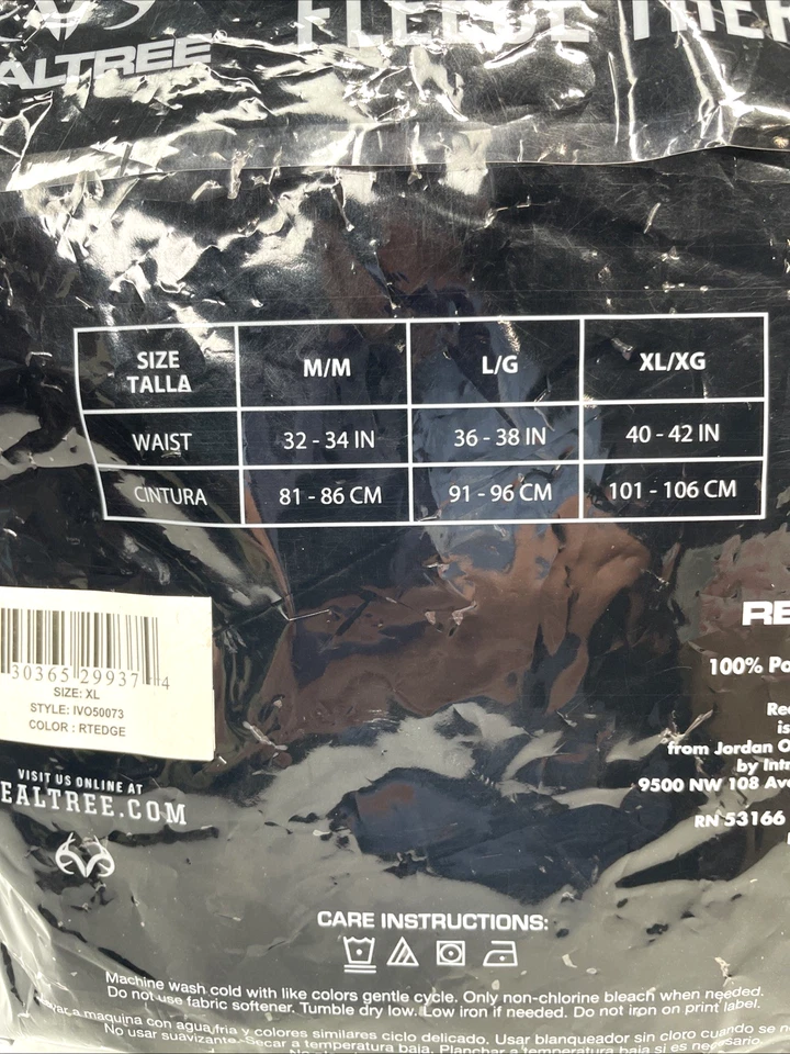 Mens Realtree Heavyweight Cotton Thermal Bottoms Base Layer Camo Sz XL - Image 3 of 3