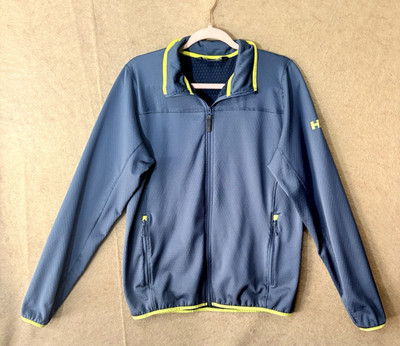 Helly Hansen Vertex Jacket Mens Sz M Blue Waffle Mid-Layer Zip Pockets Stretch