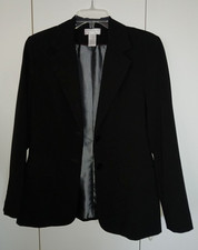 WORTHINGTON WORKS LADIES BLACK 2-BUTTON BLAZER-6-LINED-POLY/RAYON/SPANDEX-WORN 1