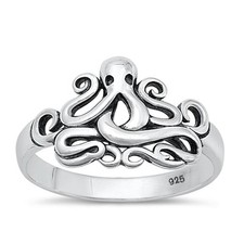 Wholesale Octopus Ring New .925 Sterling Silver Beach Ocean Band Sizes 5-10