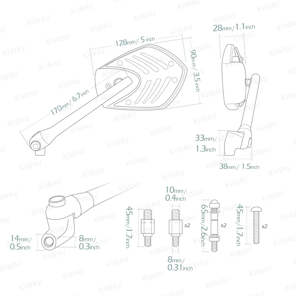 Espejo Magazi modelo SHIELD negro ajustable se adapta a Yamaha Virago 920 1000 1100 Foto 2 de 4