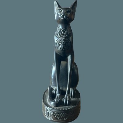 Authentic Ancient Egyptian Antiquities Rare Bastet Cat Black Statue Egyptian BC
