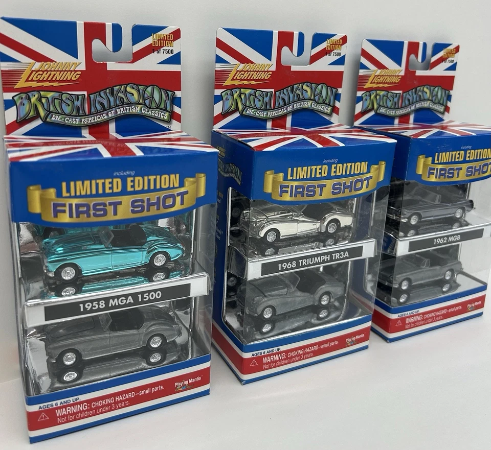 Johnny Lightning Invasión Británica Primer Disparo LOTE-MGA, MGB, TR3A-2000 (NUEVO) Foto 3 de 4