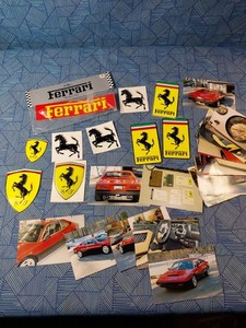 Lot of 9 Different Ferrari Bumper & Badge Style Collectible Stickers And Photos